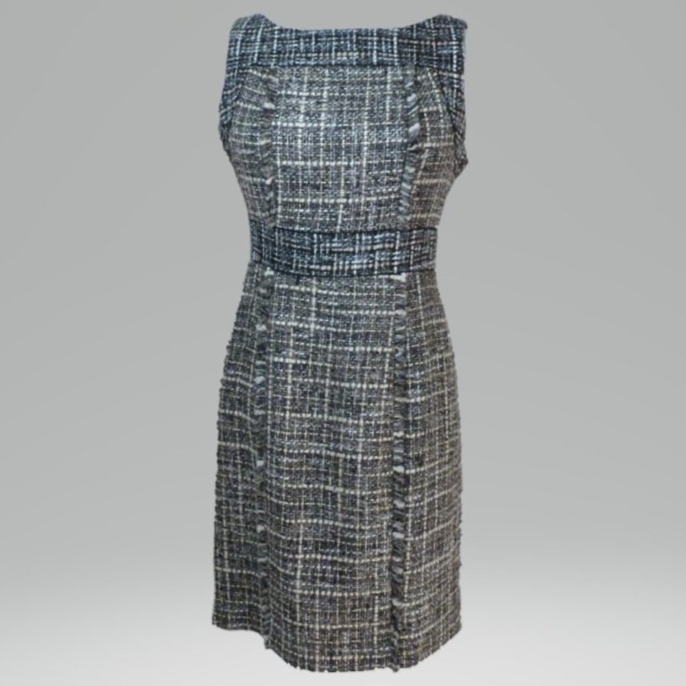 J Crew 4P Black Multi Boucle Sheath Dress